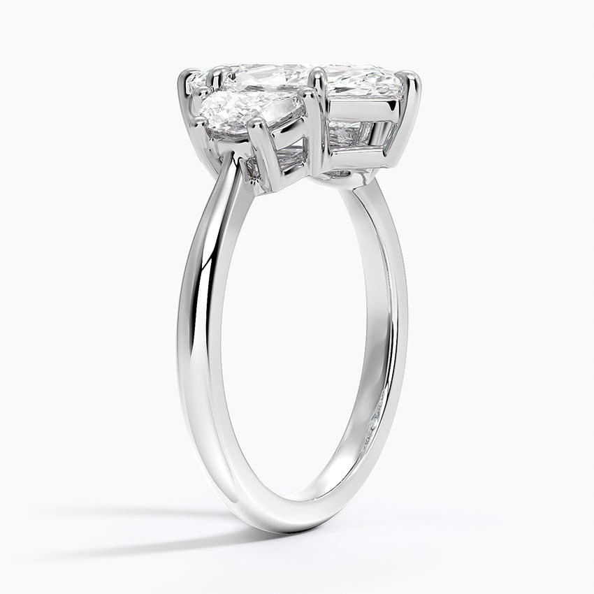 Half Moon Three Stone Diamond Ring