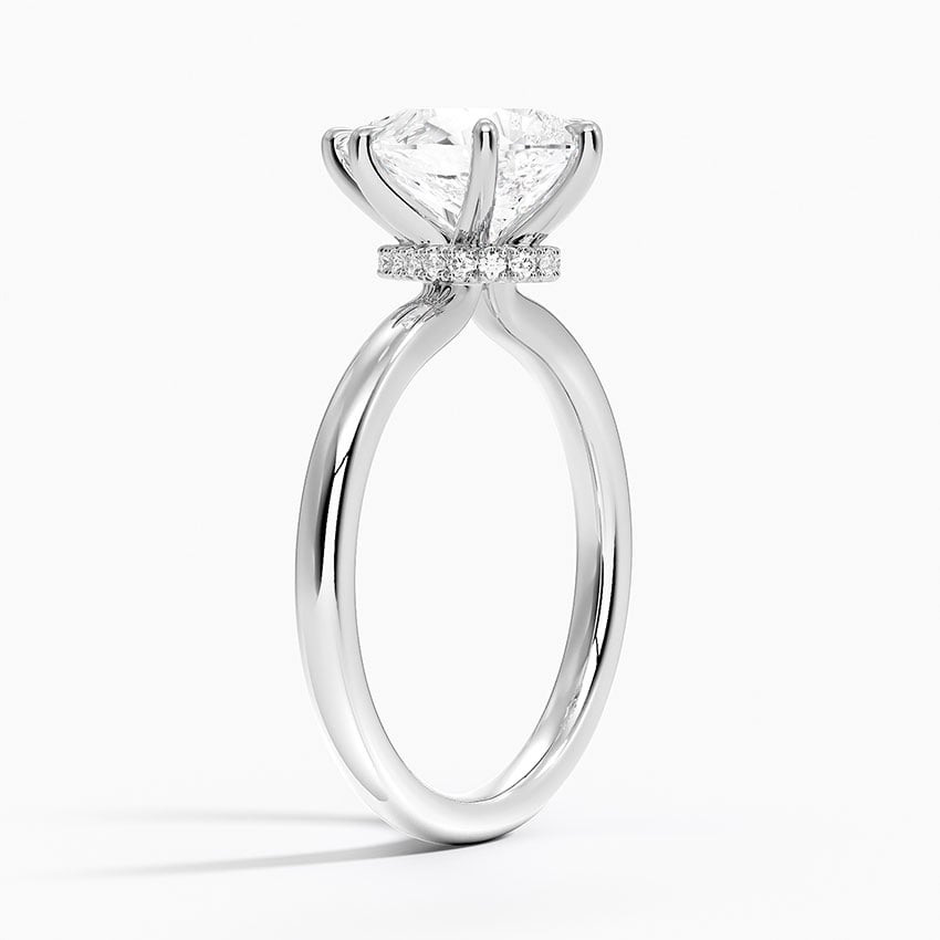 18K White Gold Secret Halo 2mm Diamond Ring