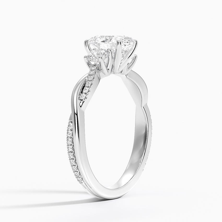 18K White Gold Petite Twisted Vine Three Stone Diamond Ring (2/5 ct. tw.)