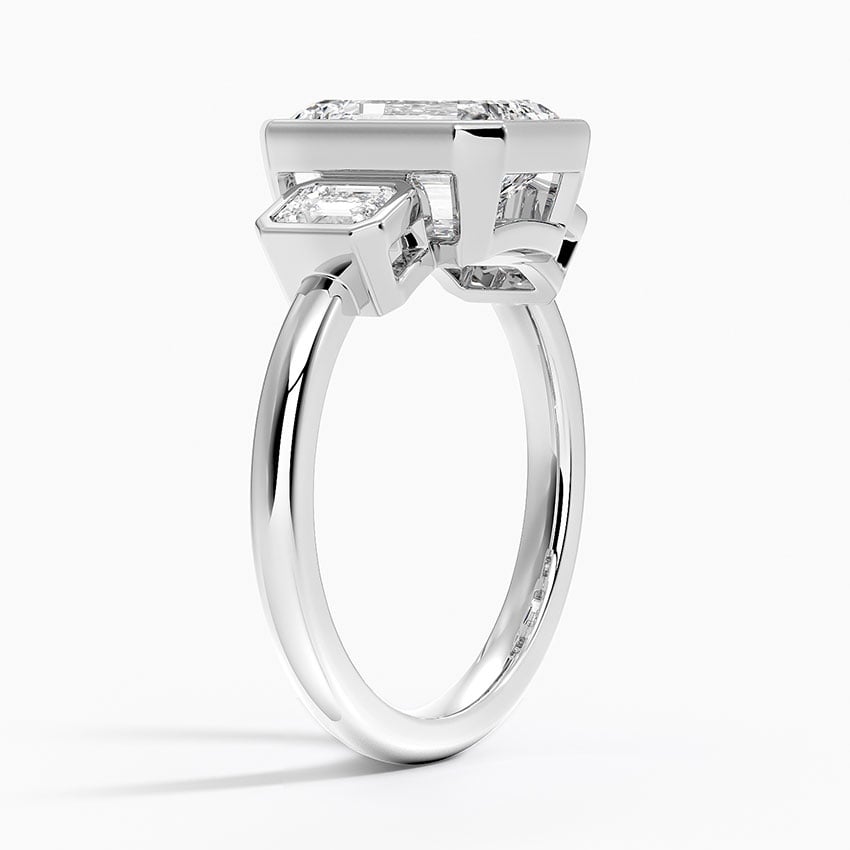 Platinum Rhiannon Bezel Three Stone Diamond Ring