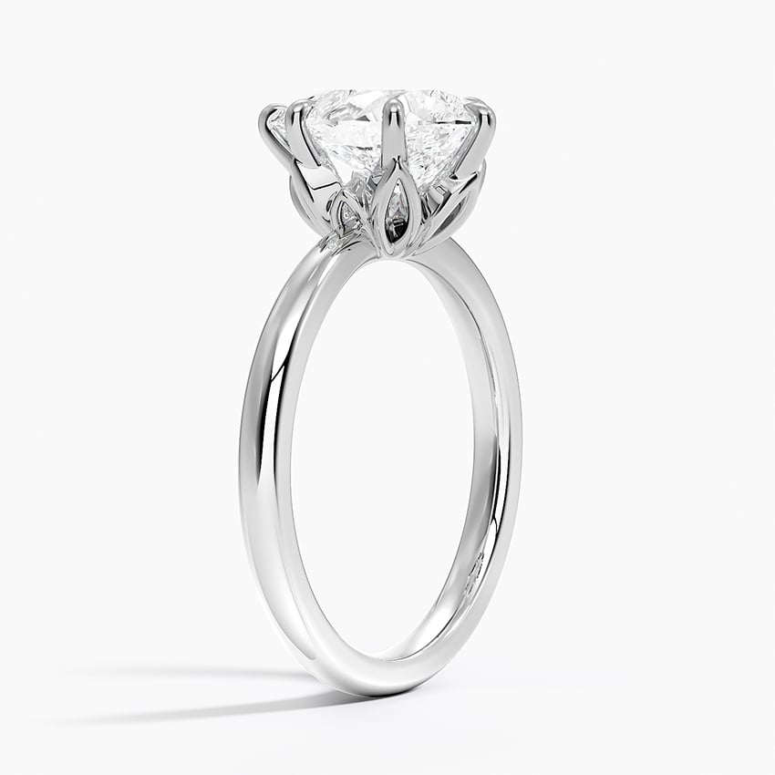 18K White Gold Petal 2mm Solitaire Ring
