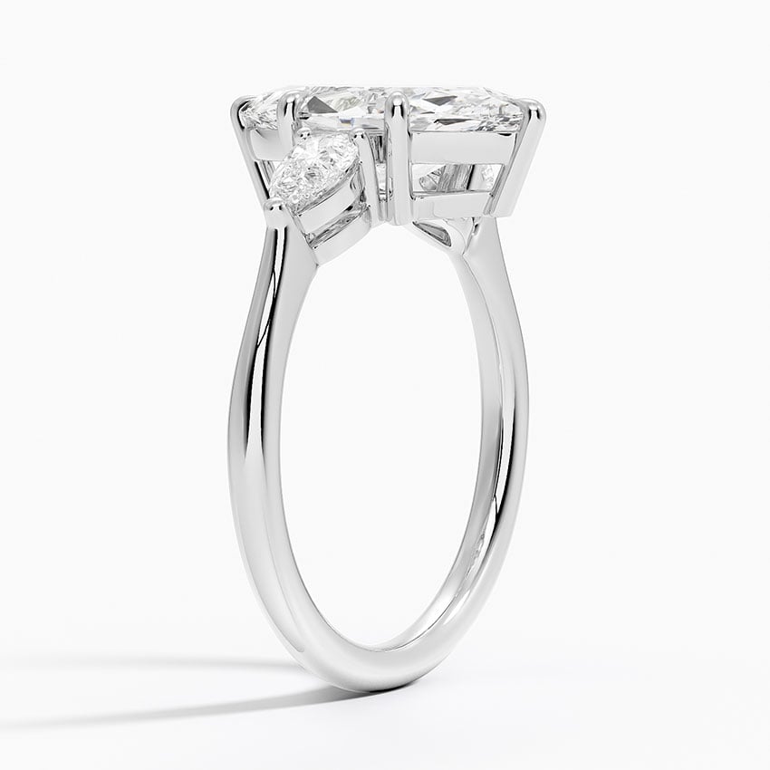 18K White Gold Opera Three Stone Diamond Ring