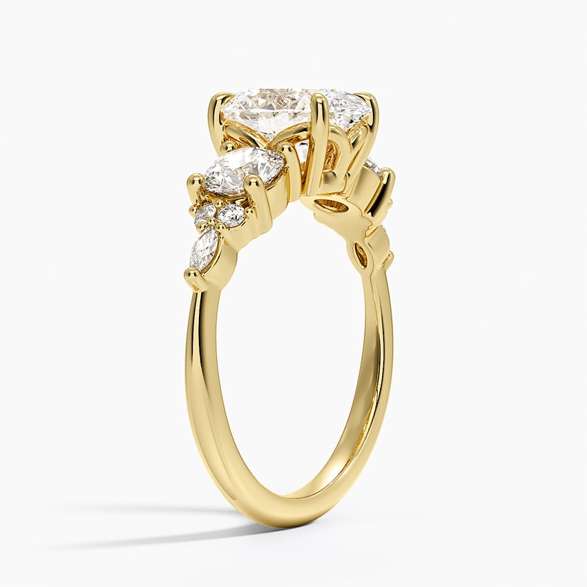 18K Yellow Gold Luxe Nadia Three Stone Diamond Ring