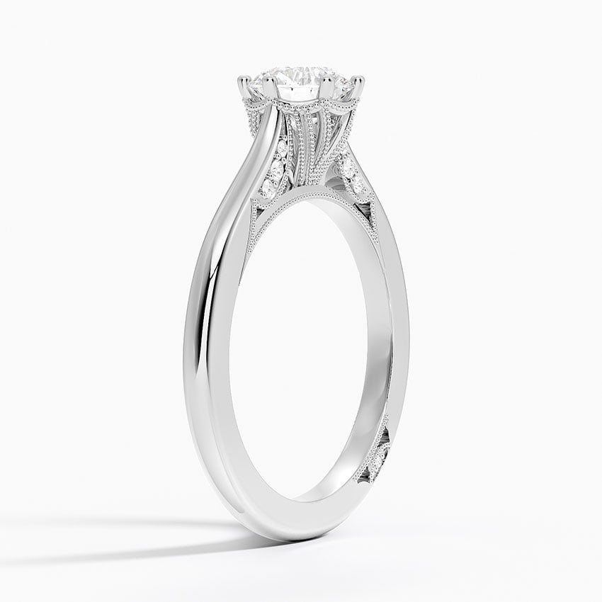 18KW Aquamarine Simply Tacori Crown Diamond Ring, large top view