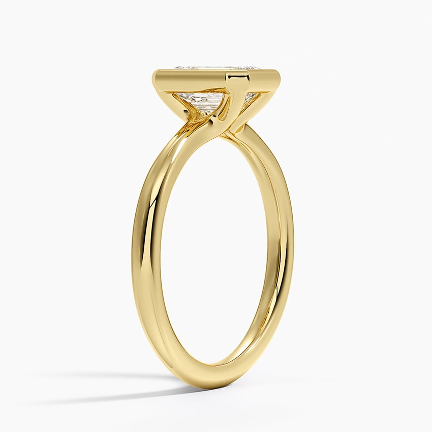 Moissanite Freesia Bezel Solitaire Ring in 18K Yellow Gold
