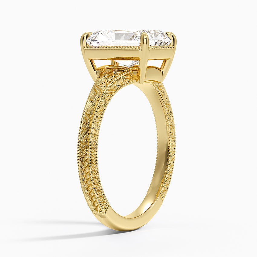 Tapered Elsie Engraved Solitaire Ring