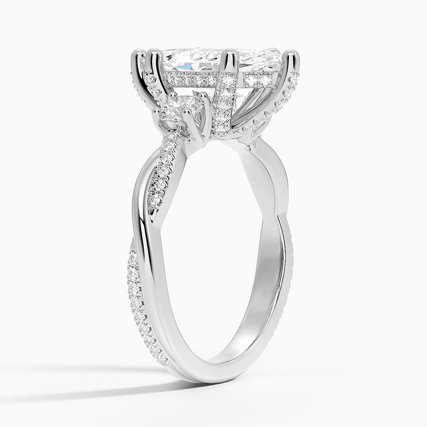Nature Inspired Three Stone Diamond Engagement Ring