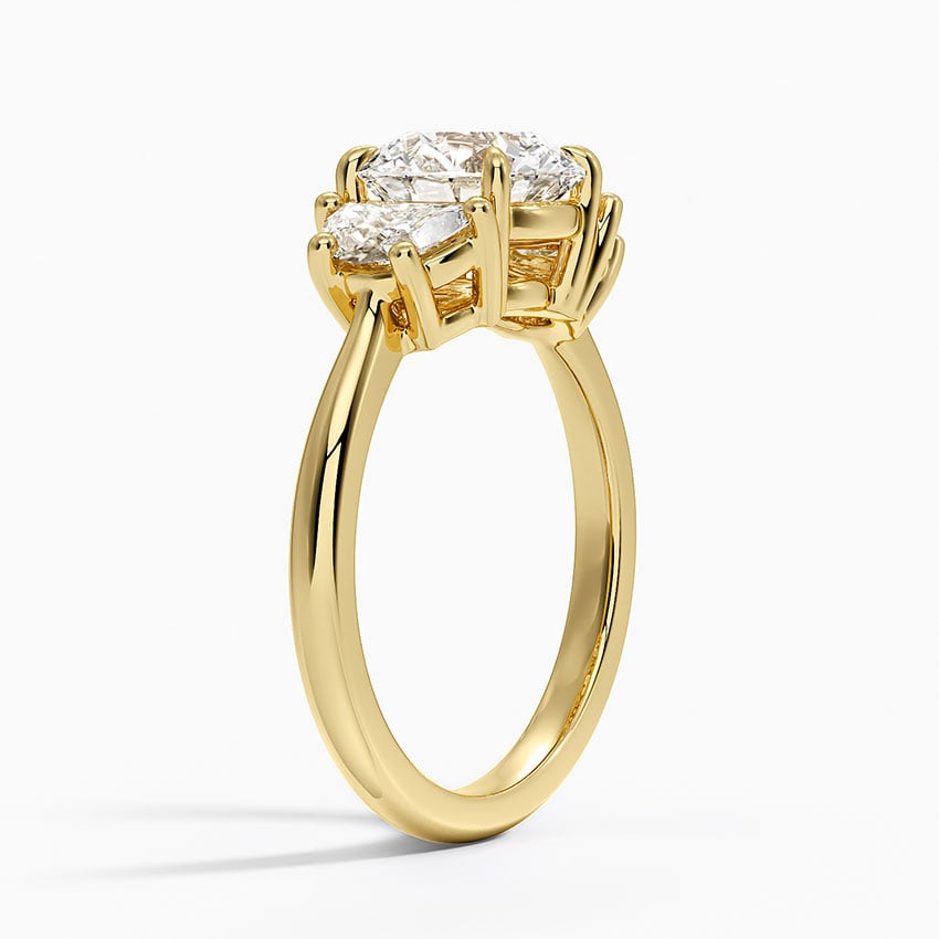 18K Yellow Gold Half Moon Three Stone Diamond Ring (1/2 ct. tw.)