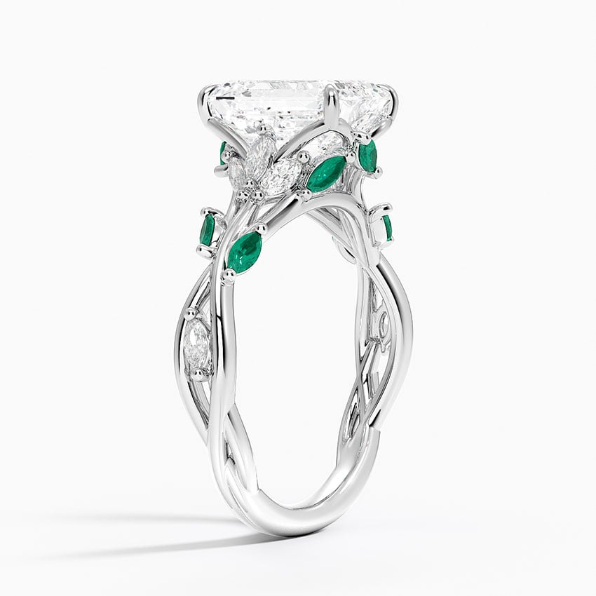 Platinum Secret Garden Lab Emerald and Diamond Ring (1/4 ct. tw.)