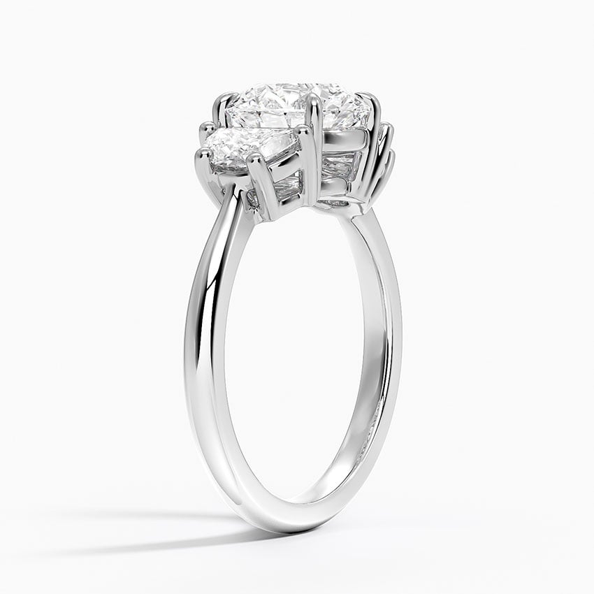 Half Moon Three Stone Diamond Ring