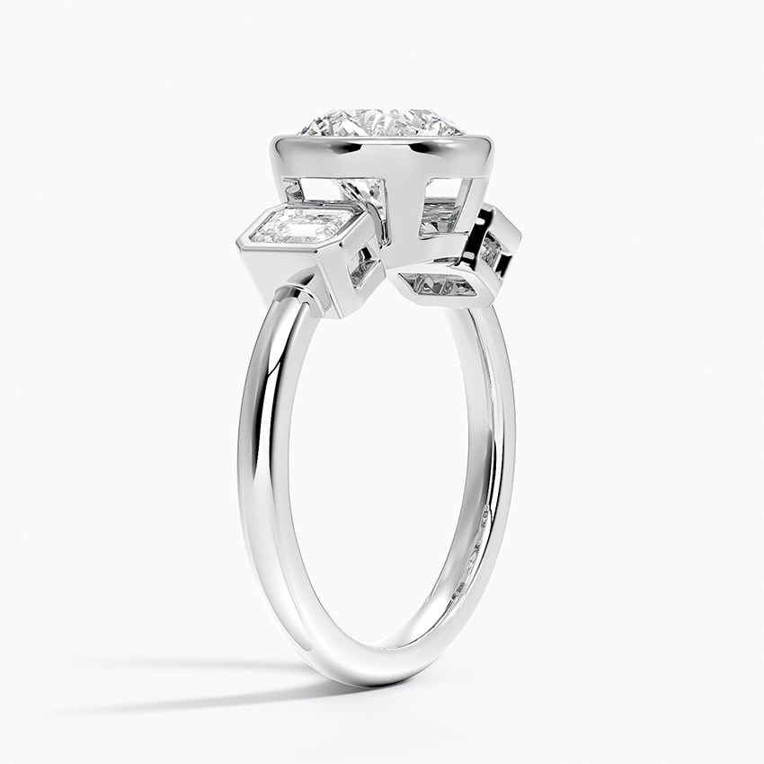 Platinum Rhiannon Bezel Three Stone Diamond Ring