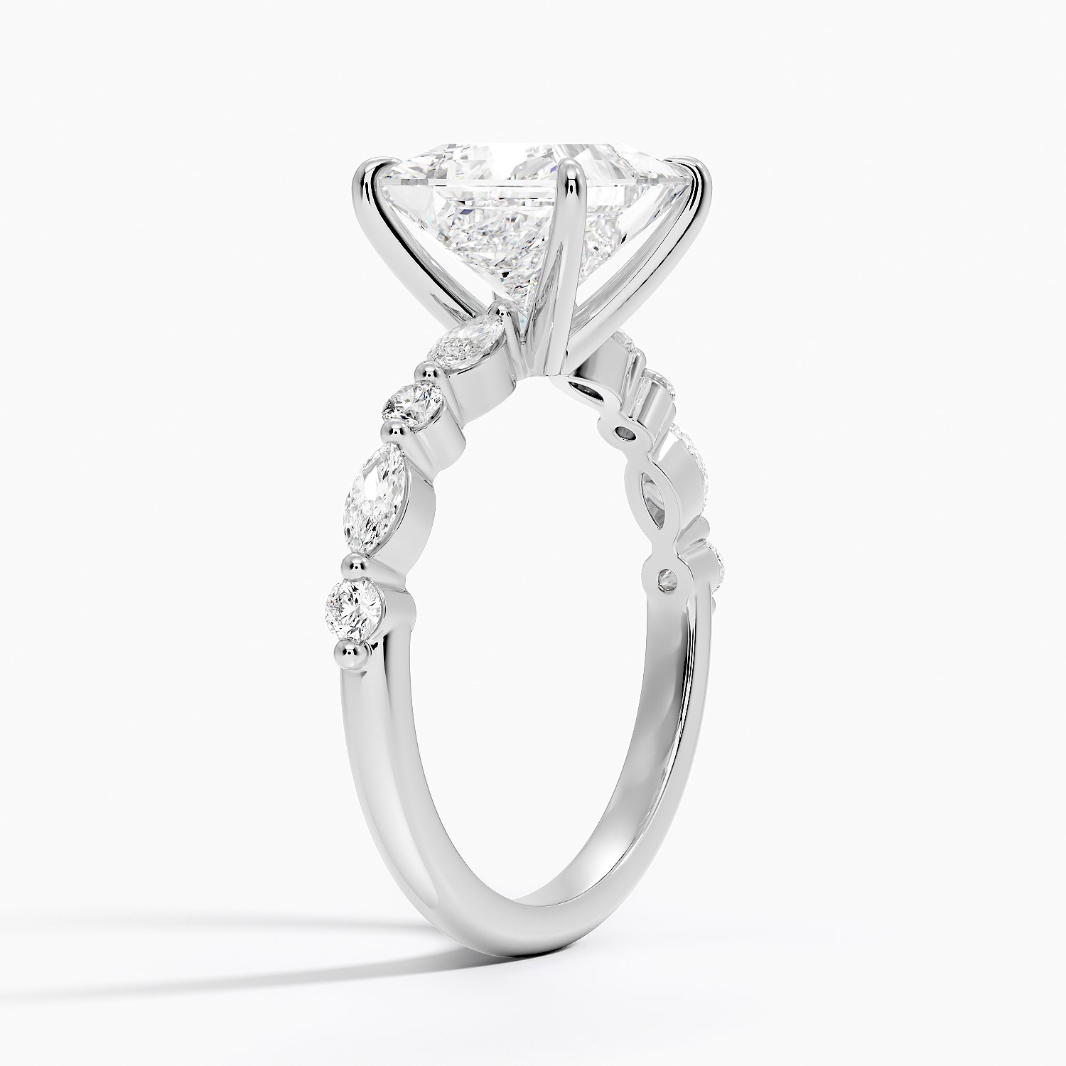 Round and Marquise Engagement Ring