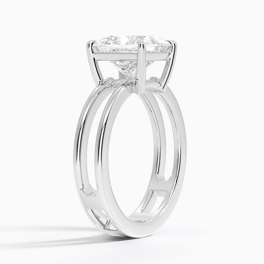 18K White Gold Aimee Open Double Band Solitaire Ring