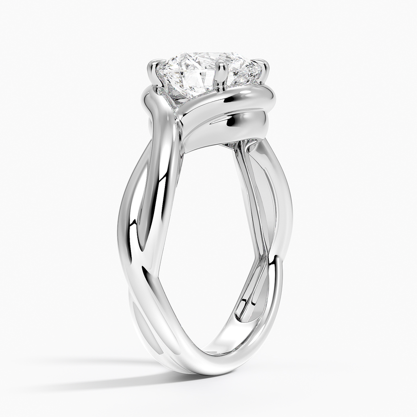 Platinum Bypass Twist Bezel Solitaire Diamond Ring
