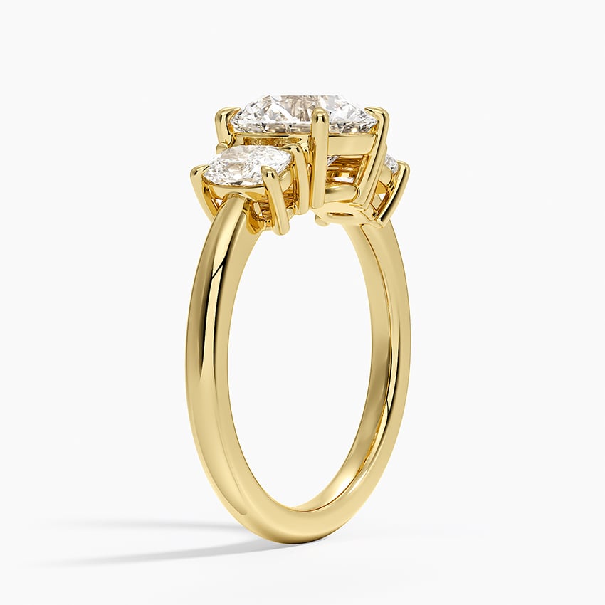 Faye Elongated Cushion Three Stone Diamond Ring