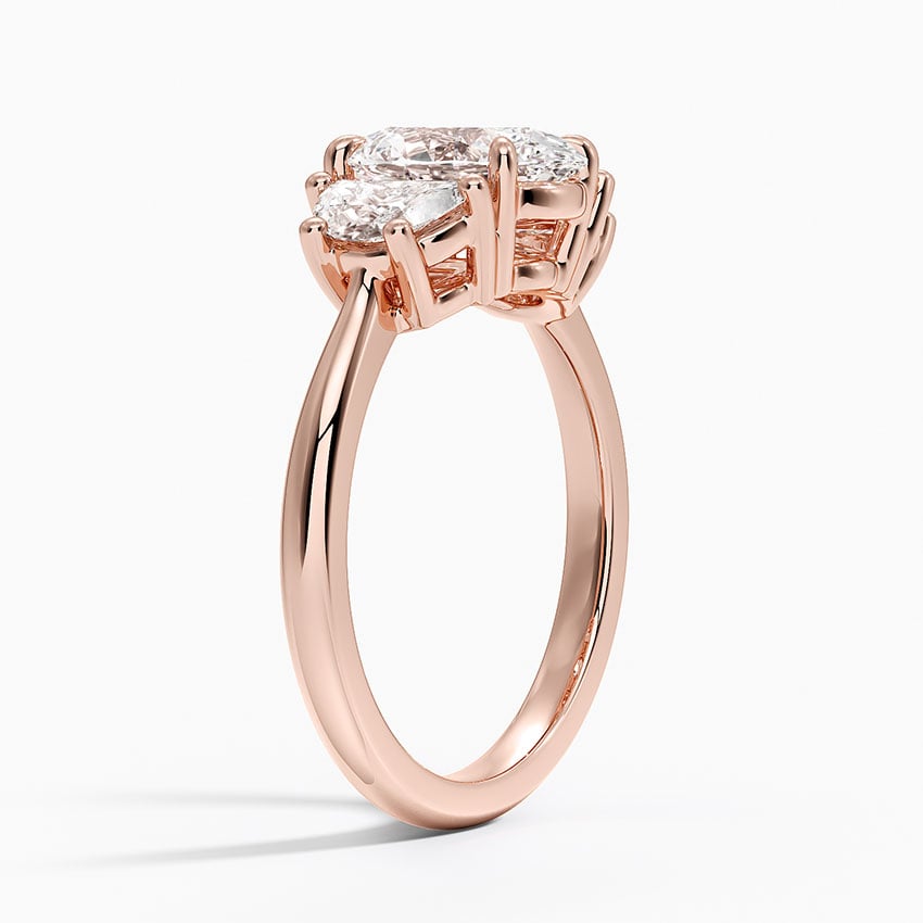 14K Rose Gold Half Moon Three Stone Diamond Ring (1/2 ct. tw.)