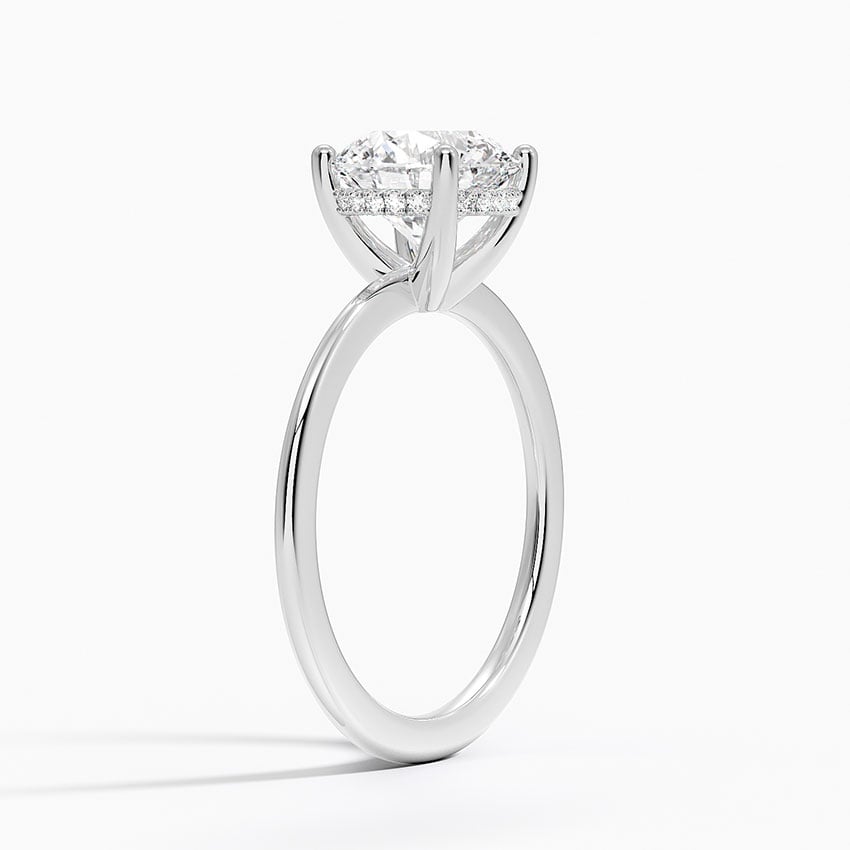 18K White Gold Aimee Solitaire Diamond Ring with Hidden Halo