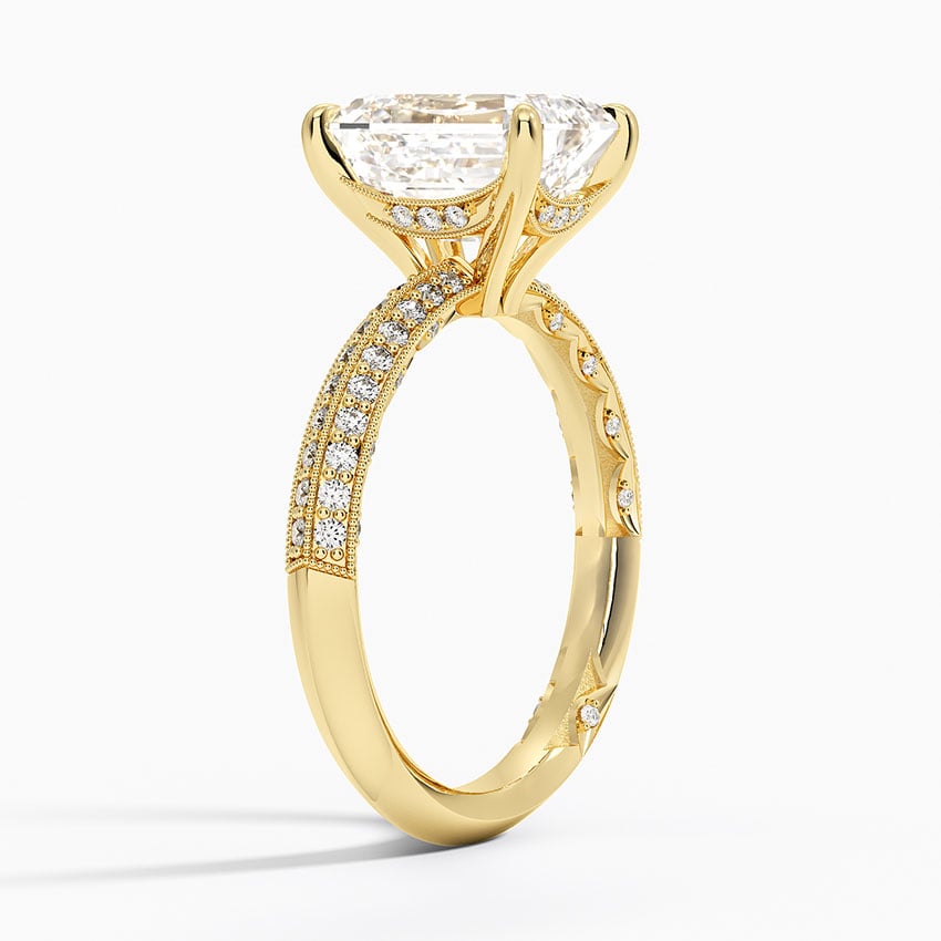 18K Yellow Gold Tacori Sculpted Crescent Knife Edge Diamond Ring