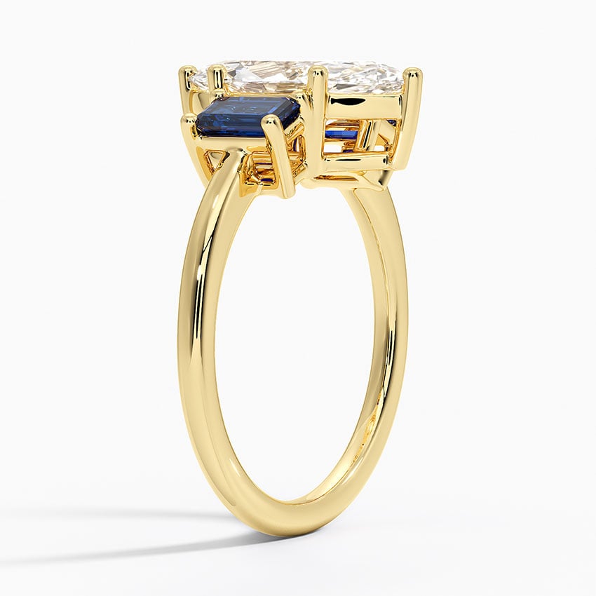 18K Yellow Gold Luxe Rhiannon Three Stone Sapphire Ring
