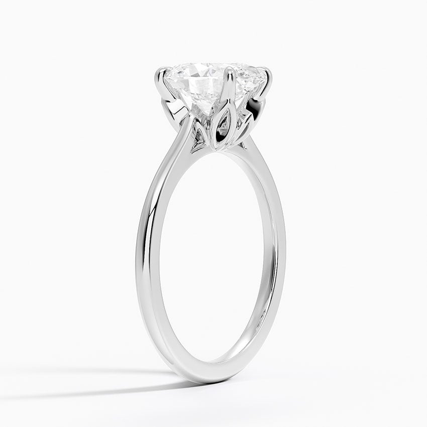 18K White Gold Petal 1.5mm Solitaire Ring