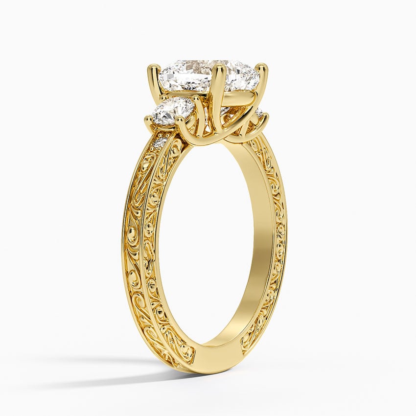 Antique Scroll Engraved Three Stone Diamond Ring (1/3 ct. tw.)