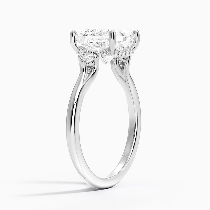18K White Gold Floating Three Stone Diamond Ring