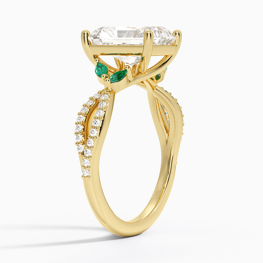 18K Yellow Gold Luxe Willow Lab Emerald and Diamond Ring (1/8 ct. tw.)
