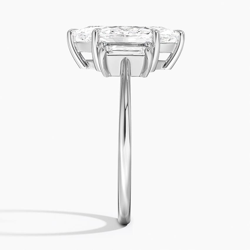 18K White Gold Vertical Baguette Three Stone Diamond Ring