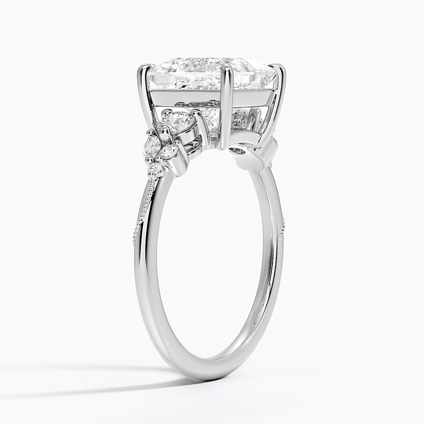 18K White Gold Camellia Three Stone Diamond Ring (1/3 ct. tw.)
