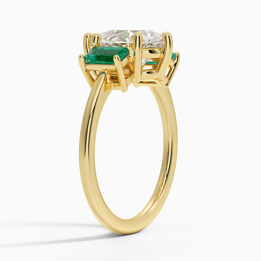 Luxe Rhiannon Three Stone Lab Emerald Ring