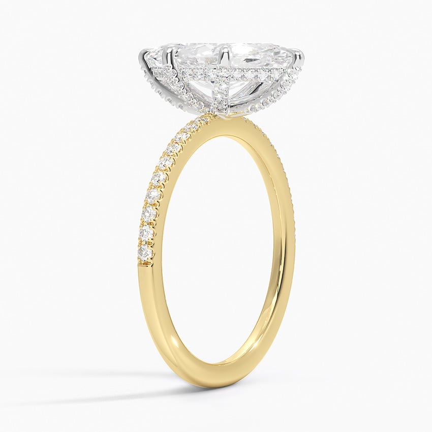Mixed Metal Hidden Diamond Accent Engagement Ring