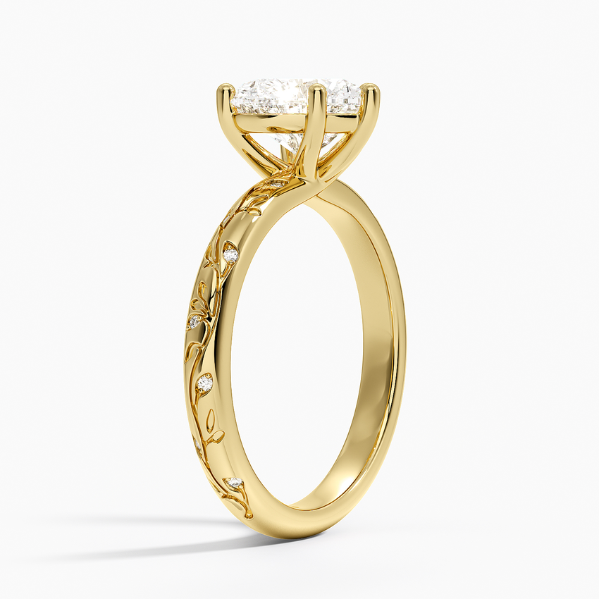 Verdure Engraved Diamond Solitaire Ring