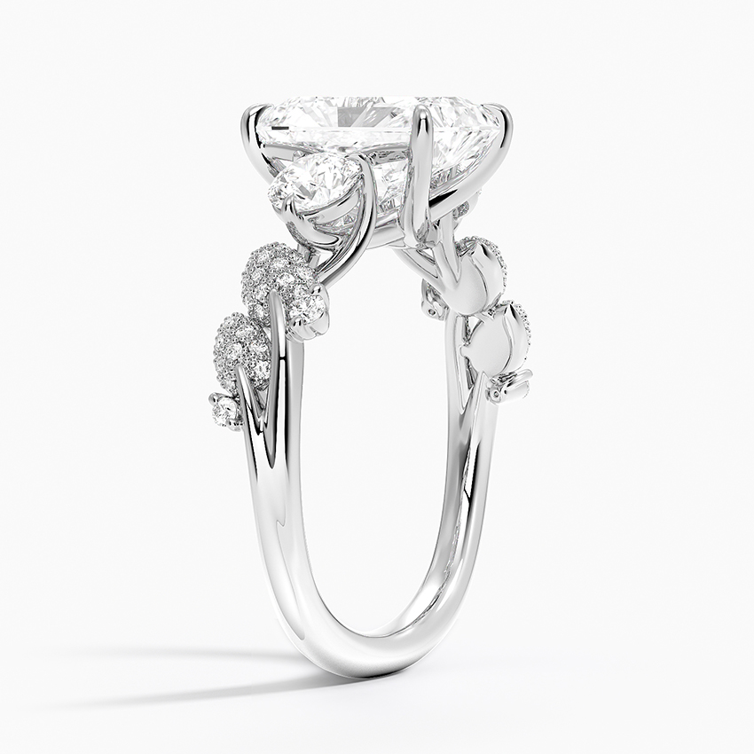 18K White Gold Canopy Three Stone Diamond Ring