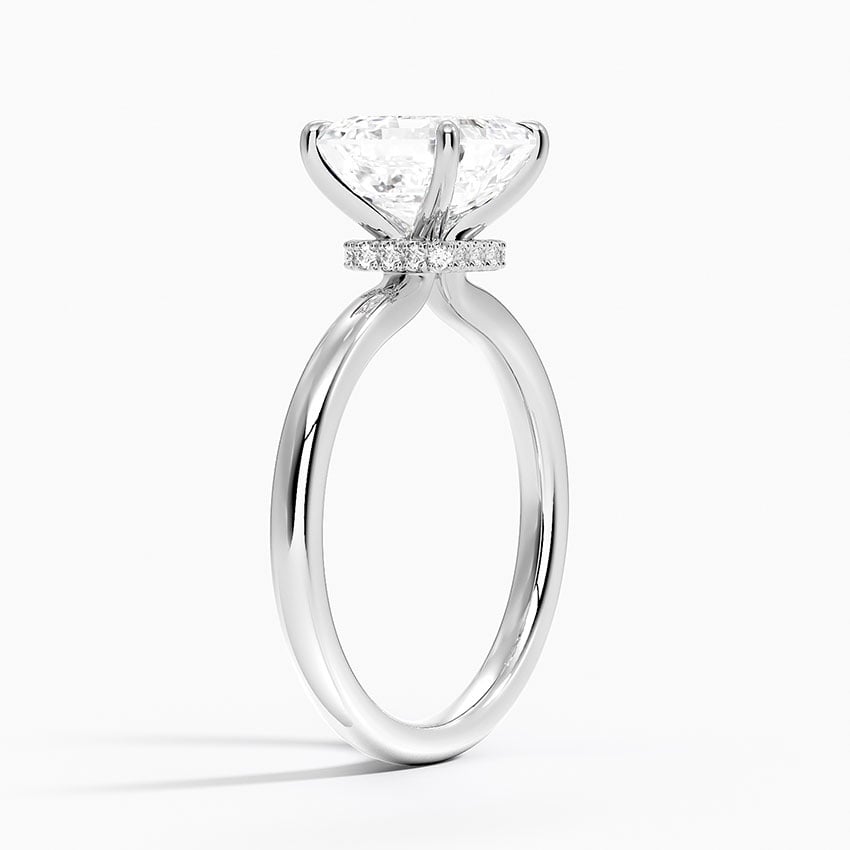 18K White Gold Secret Halo 2mm Diamond Ring