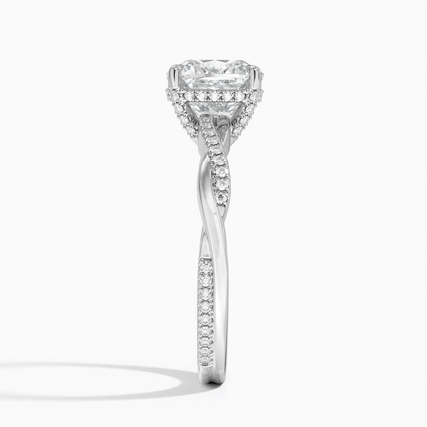 Platinum Petite Twisted Vine Hidden Halo Pavé Diamond Ring