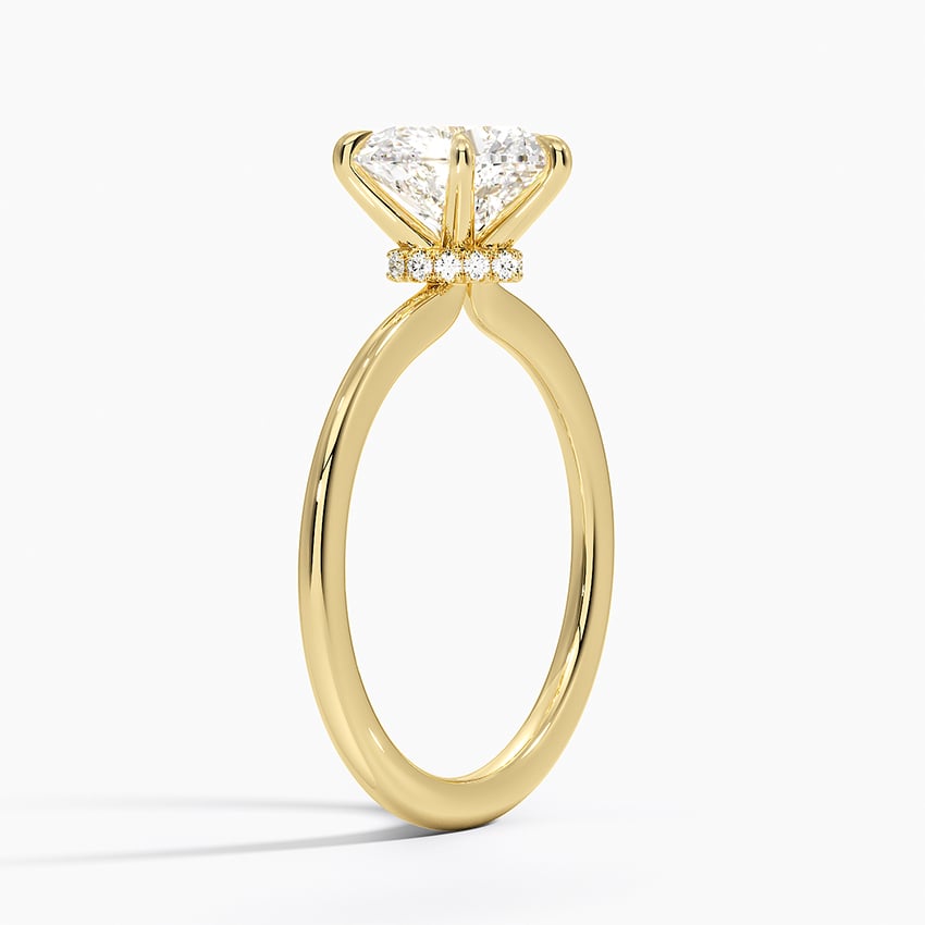 18K Yellow Gold Petite Secret Halo Diamond Ring