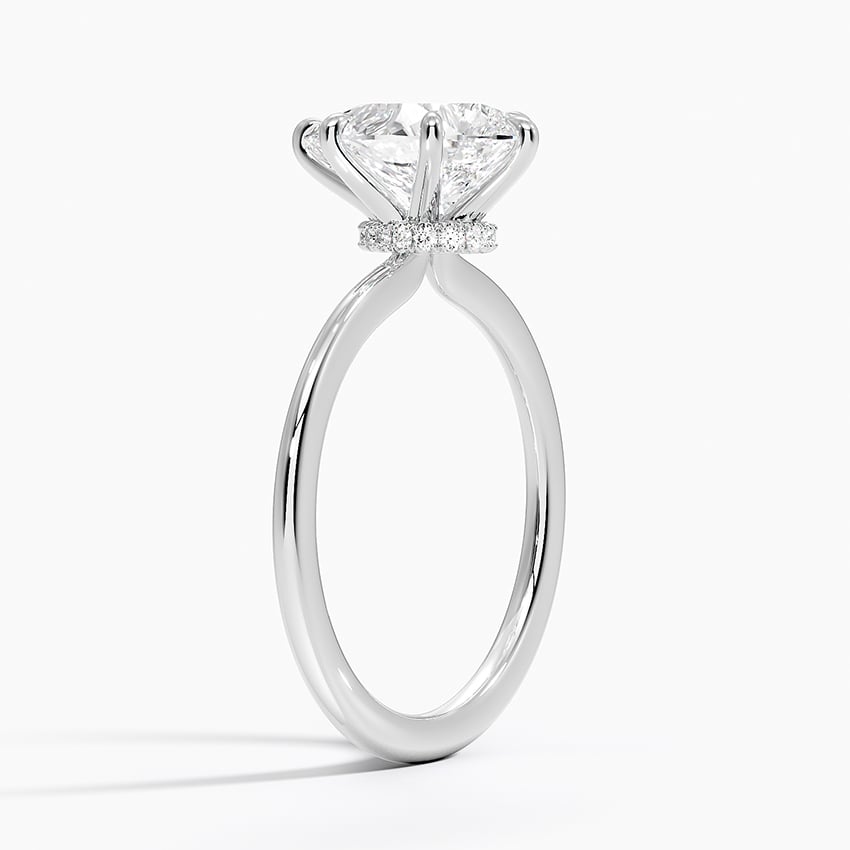 18K White Gold Petite Secret Halo Diamond Ring