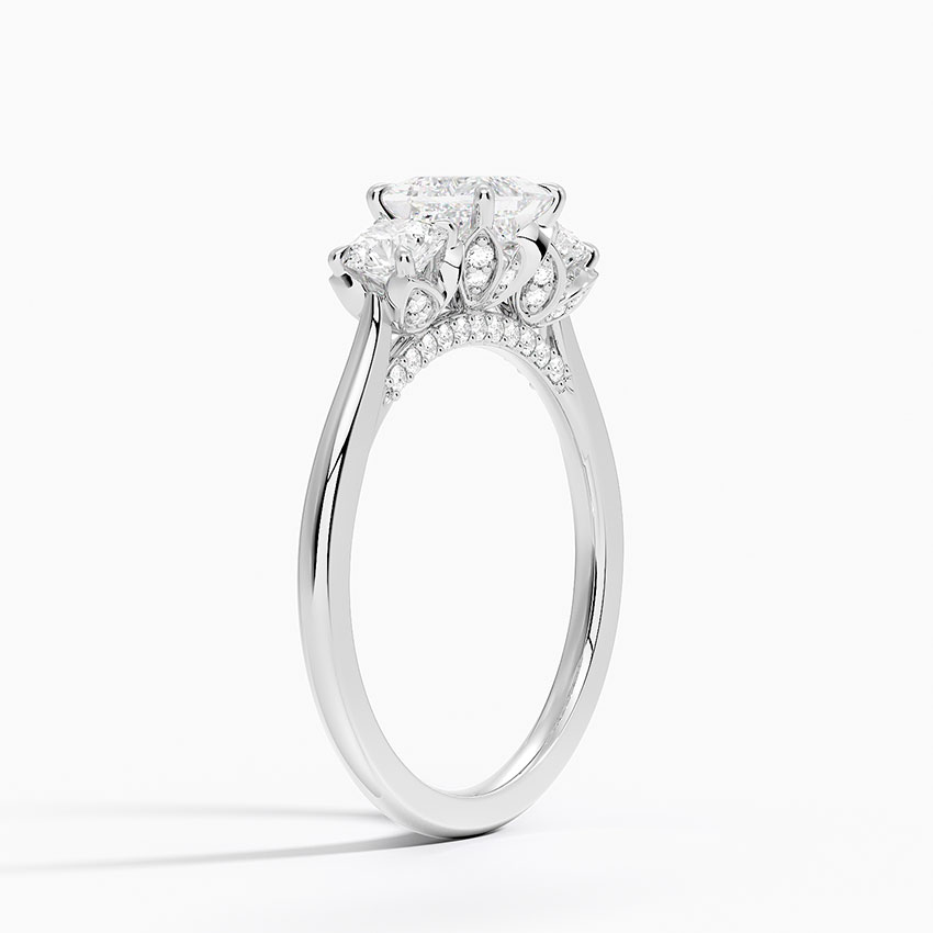 18K White Gold Petal Three Stone Diamond Ring (2/3 ct. tw.), large side view