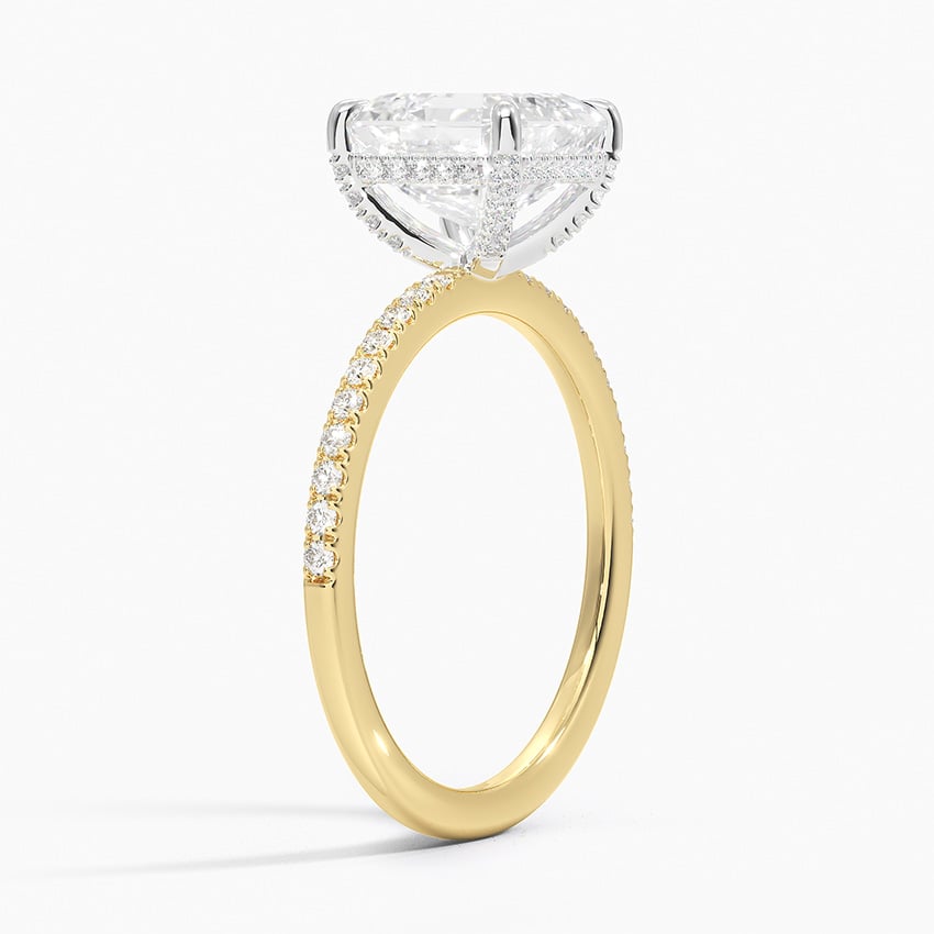 Mixed Metal Hidden Diamond Accent Engagement Ring