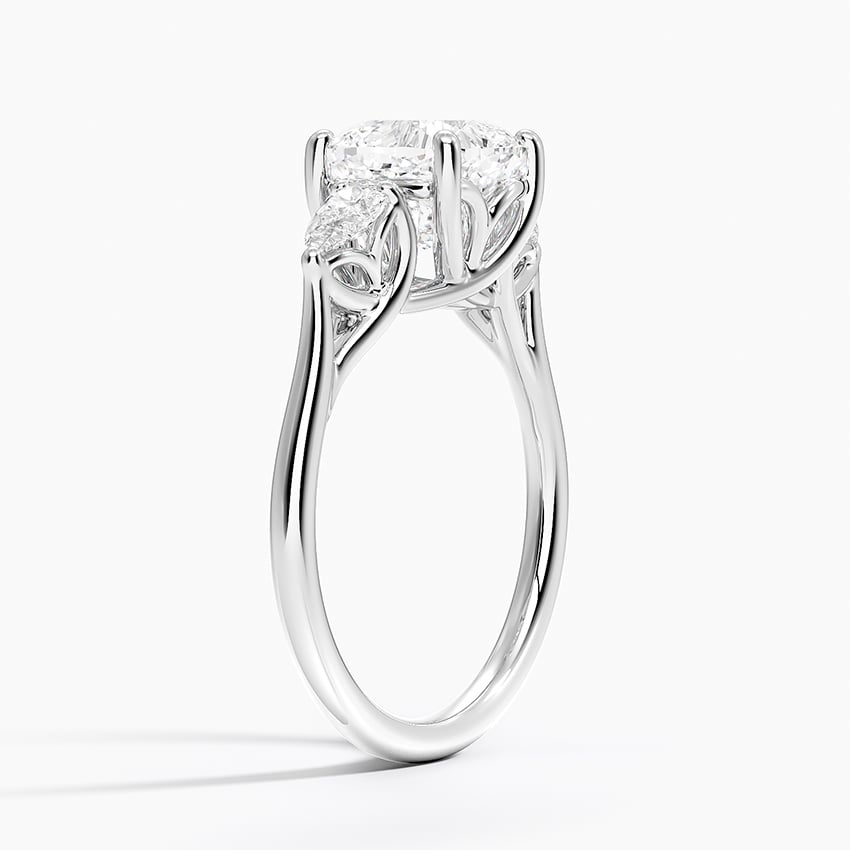 18K White Gold Trellis Three Stone Pear Diamond Ring
