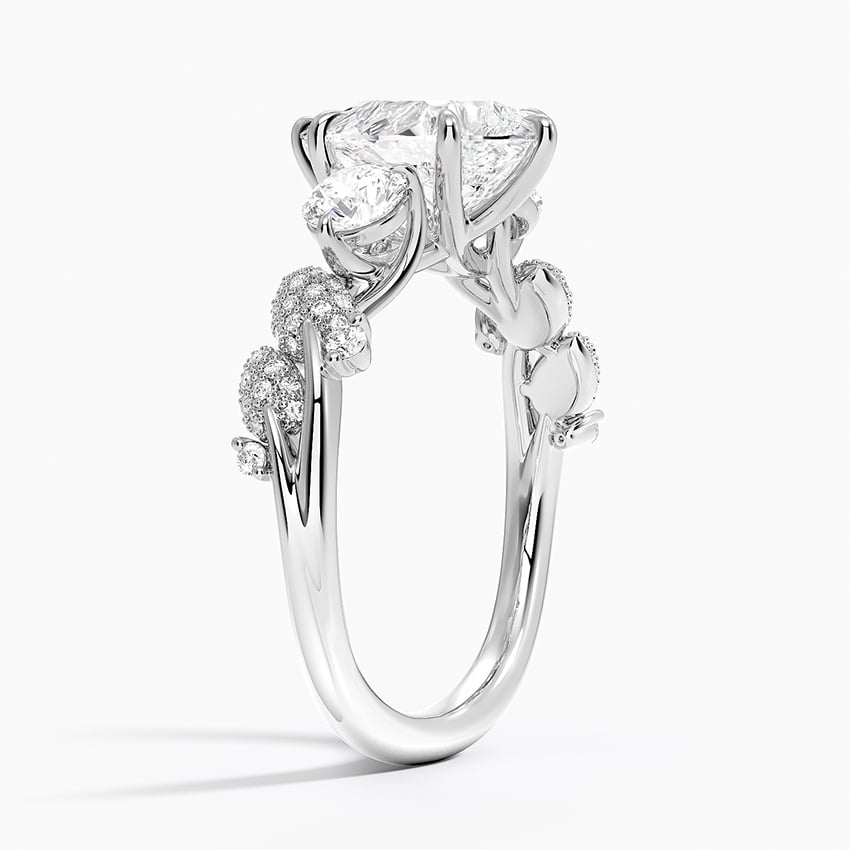 18K White Gold Canopy Three Stone Diamond Ring