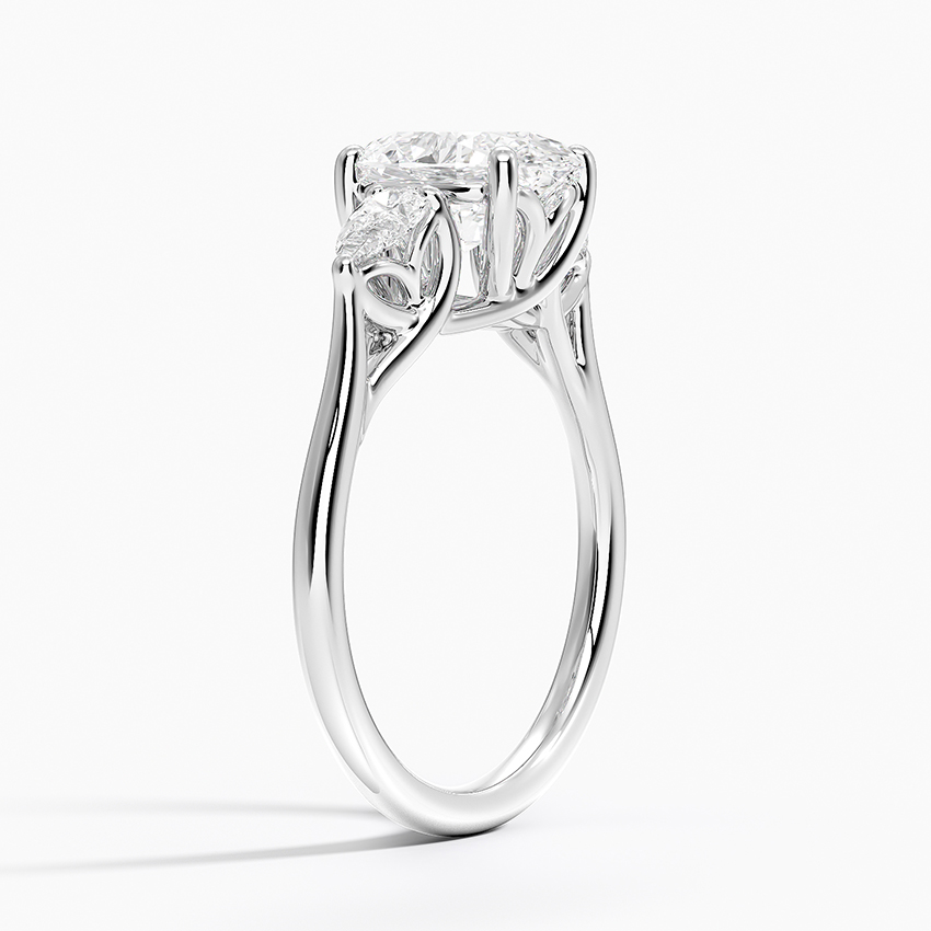 18K White Gold Trellis Three Stone Pear Diamond Ring