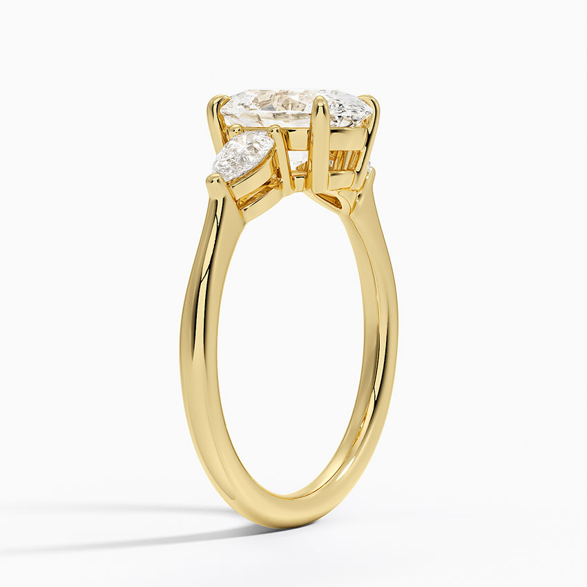 18K Yellow Gold Opera Three Stone Diamond Ring