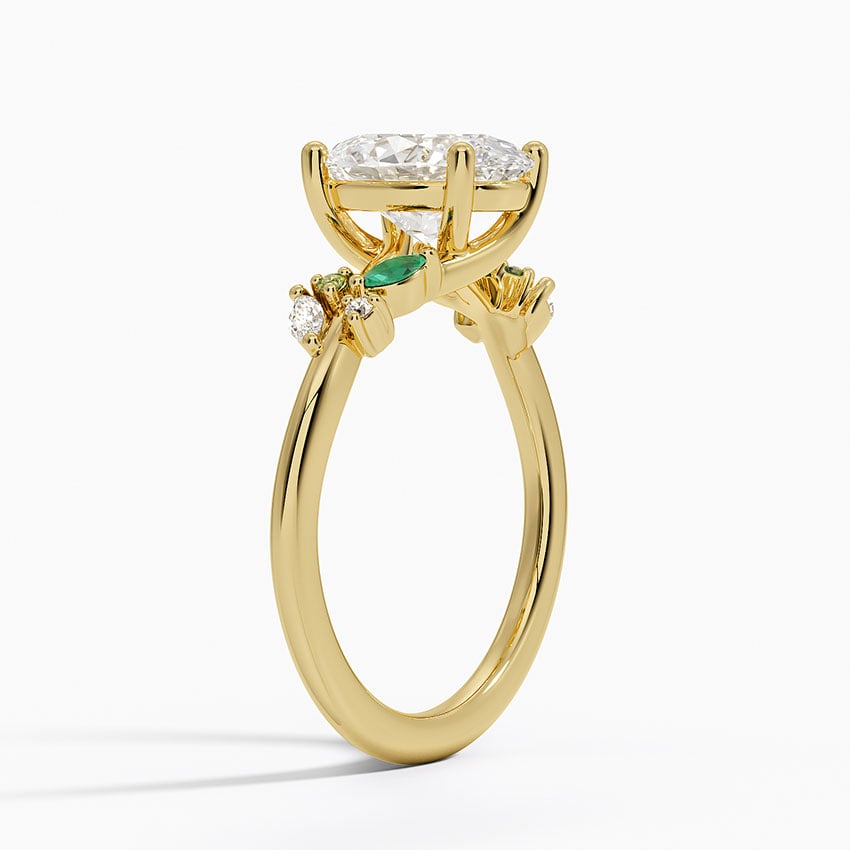 Arden Diamond Ring with Lab Emerald Accents - Brilliant Earth