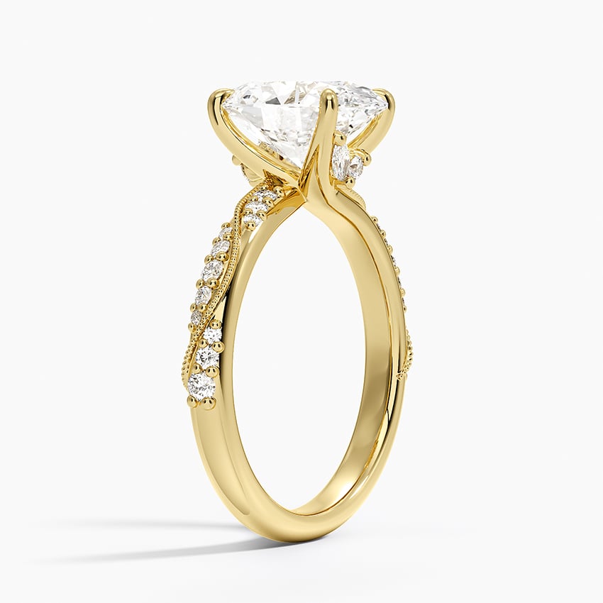 18K Yellow Gold Camellia Hidden Accent 2.5mm Diamond Ring