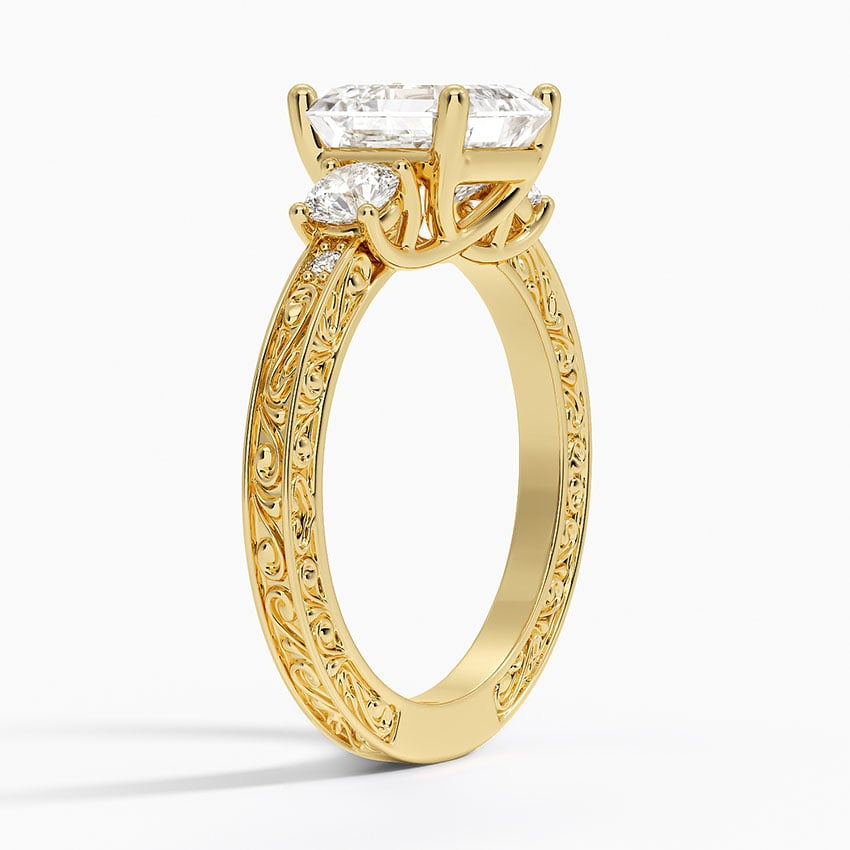 Three Stone Filigree Ring - Antique Scroll