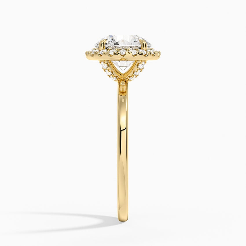 14K Yellow Gold Vienna Halo Diamond Ring, large side view