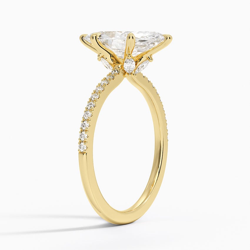 18K Yellow Gold Ballad Hidden Floral Halo Diamond Ring