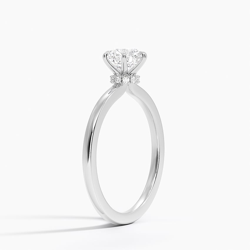 PT Morganite Secret Halo Six-Prong Diamond Ring, large top view