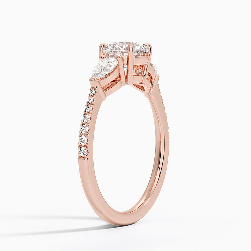 14KR Moissanite Opera Accented Three Stone Diamond Ring, large top view